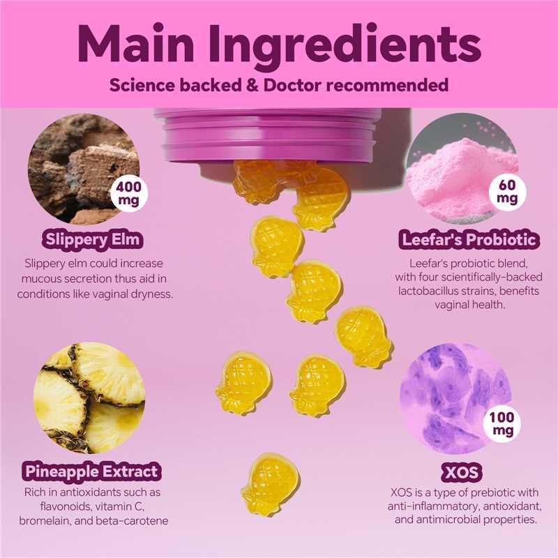 60 Pineapple Flavor Female Probiotic Gummies